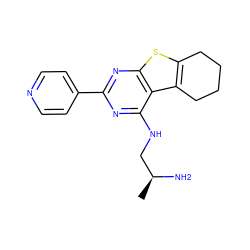 C[C@H](N)CNc1nc(-c2ccncc2)nc2sc3c(c12)CCCC3 ZINC000205453390