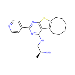 C[C@H](N)CNc1nc(-c2ccncc2)nc2sc3c(c12)CCCCCC3 ZINC000223658655