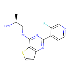 C[C@H](N)CNc1nc(-c2ccncc2F)nc2ccsc12 ZINC000223675753
