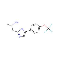 C[C@H](N)Cc1ncc(-c2ccc(OC(F)(F)F)cc2)[nH]1 ZINC000037608877