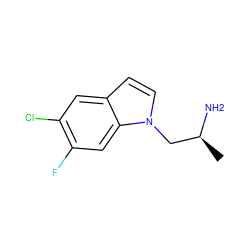 C[C@H](N)Cn1ccc2cc(Cl)c(F)cc21 ZINC000013764832