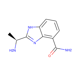 C[C@H](N)c1nc2c(C(N)=O)cccc2[nH]1 ZINC000040919206