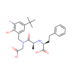 C[C@H](N[C@@H](CCc1ccccc1)C(=O)O)C(=O)N(CC(=O)O)Cc1cc(C(C)(C)C)cc(I)c1O ZINC000029390774