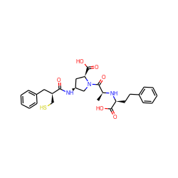 C[C@H](N[C@@H](CCc1ccccc1)C(=O)O)C(=O)N1C[C@@H](NC(=O)[C@@H](CS)Cc2ccccc2)C[C@H]1C(=O)O ZINC000026579725