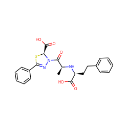 C[C@H](N[C@@H](CCc1ccccc1)C(=O)O)C(=O)N1N=C(c2ccccc2)S[C@H]1C(=O)O ZINC000027518358