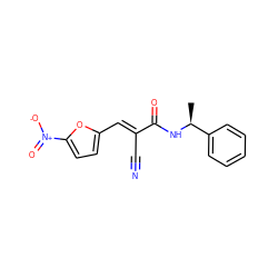 C[C@H](NC(=O)/C(C#N)=C/c1ccc([N+](=O)[O-])o1)c1ccccc1 ZINC000002768313