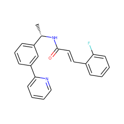 C[C@H](NC(=O)/C=C/c1ccccc1F)c1cccc(-c2ccccn2)c1 ZINC000028358546