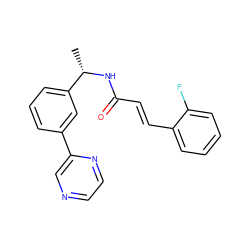 C[C@H](NC(=O)/C=C/c1ccccc1F)c1cccc(-c2cnccn2)c1 ZINC000028349068