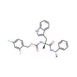 C[C@H](NC(=O)[C@@](C)(Cc1c[nH]c2ccccc12)NC(=O)OCc1ccc(F)cc1F)c1ccccc1 ZINC000001538906