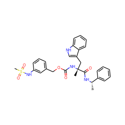 C[C@H](NC(=O)[C@@](C)(Cc1c[nH]c2ccccc12)NC(=O)OCc1cccc(NS(C)(=O)=O)c1)c1ccccc1 ZINC000027518815