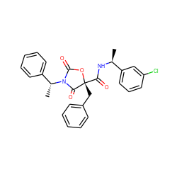 C[C@H](NC(=O)[C@@]1(Cc2ccccc2)OC(=O)N([C@H](C)c2ccccc2)C1=O)c1cccc(Cl)c1 ZINC000096273487