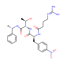 C[C@H](NC(=O)[C@@H](NC(=O)[C@H](Cc1ccc([N+](=O)[O-])cc1)NC(=O)CCCN=C(N)N)[C@@H](C)O)c1ccccc1 ZINC000026851881