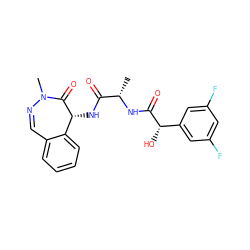 C[C@H](NC(=O)[C@@H](O)c1cc(F)cc(F)c1)C(=O)N[C@H]1C(=O)N(C)N=Cc2ccccc21 ZINC000028899746