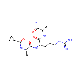 C[C@H](NC(=O)[C@H](CCCNC(=N)N)NC(=O)[C@H](C)NC(=O)C1CC1)C(N)=O ZINC000149759234