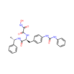 C[C@H](NC(=O)[C@H](Cc1ccc(NC(=O)Nc2ccccc2)cc1)NC(=O)C(=O)NO)c1ccccc1 ZINC000013439909