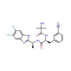 C[C@H](NC(=O)[C@H](Cc1cccc(C#N)c1)NC(=O)C(C)(C)N)c1nc2cc(Cl)c(Cl)cc2[nH]1 ZINC000082156929