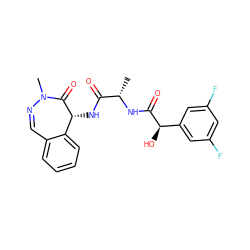 C[C@H](NC(=O)[C@H](O)c1cc(F)cc(F)c1)C(=O)N[C@H]1C(=O)N(C)N=Cc2ccccc21 ZINC000028899929