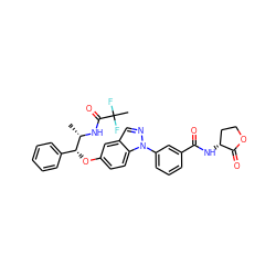 C[C@H](NC(=O)C(C)(F)F)[C@H](Oc1ccc2c(cnn2-c2cccc(C(=O)N[C@@H]3CCOC3=O)c2)c1)c1ccccc1 ZINC000143655866