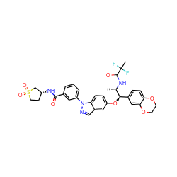 C[C@H](NC(=O)C(C)(F)F)[C@H](Oc1ccc2c(cnn2-c2cccc(C(=O)N[C@@H]3CCS(=O)(=O)C3)c2)c1)c1ccc2c(c1)OCCO2 ZINC000164795046
