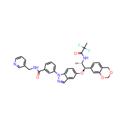 C[C@H](NC(=O)C(C)(F)F)[C@H](Oc1ccc2c(cnn2-c2cccc(C(=O)NCc3cccnc3)c2)c1)c1ccc2c(c1)OCOC2 ZINC000068152771