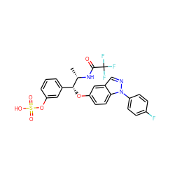 C[C@H](NC(=O)C(F)(F)F)[C@H](Oc1ccc2c(cnn2-c2ccc(F)cc2)c1)c1cccc(OS(=O)(=O)O)c1 ZINC001772582125