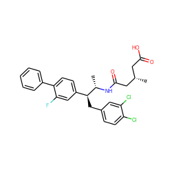 C[C@H](NC(=O)C[C@@H](C)CC(=O)O)[C@@H](Cc1ccc(Cl)c(Cl)c1)c1ccc(-c2ccccc2)c(F)c1 ZINC000027523482