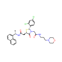 C[C@H](NC(=O)C[C@H]1S[C@H](c2ccc(Cl)cc2Cl)N(CC(=O)NCCCN2CCOCC2)C1=O)c1cccc2ccccc12 ZINC000029345439