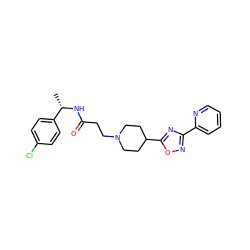 C[C@H](NC(=O)CCN1CCC(c2nc(-c3ccccn3)no2)CC1)c1ccc(Cl)cc1 ZINC000073222582