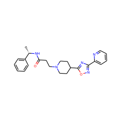 C[C@H](NC(=O)CCN1CCC(c2nc(-c3ccccn3)no2)CC1)c1ccccc1 ZINC000073240721