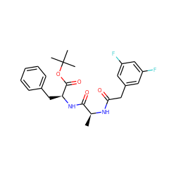 C[C@H](NC(=O)Cc1cc(F)cc(F)c1)C(=O)N[C@@H](Cc1ccccc1)C(=O)OC(C)(C)C ZINC000028108064