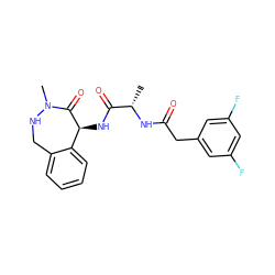 C[C@H](NC(=O)Cc1cc(F)cc(F)c1)C(=O)N[C@@H]1C(=O)N(C)NCc2ccccc21 ZINC000028899546