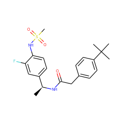 C[C@H](NC(=O)Cc1ccc(C(C)(C)C)cc1)c1ccc(NS(C)(=O)=O)c(F)c1 ZINC000034576125