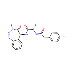 C[C@H](NC(=O)Cc1ccc(F)cc1)C(=O)N[C@@H]1C(=O)N(C)N=Cc2ccccc21 ZINC000028899604