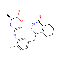 C[C@H](NC(=O)Nc1cc(Cc2n[nH]c(=O)c3c2CCCC3)ccc1F)C(=O)O ZINC000149026491