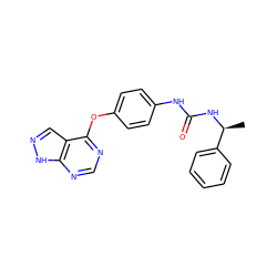 C[C@H](NC(=O)Nc1ccc(Oc2ncnc3[nH]ncc23)cc1)c1ccccc1 ZINC000095591503