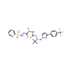 C[C@H](NC(=O)O[C@H](Cn1ccc(-c2ccc(C(F)(F)F)cc2)n1)C(C)(C)C)C(=O)CNS(=O)(=O)c1ccccn1 ZINC000014972262