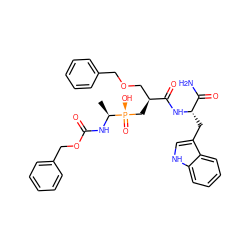 C[C@H](NC(=O)OCc1ccccc1)[P@](=O)(O)C[C@@H](COCc1ccccc1)C(=O)N[C@@H](Cc1c[nH]c2ccccc12)C(N)=O ZINC000026578505