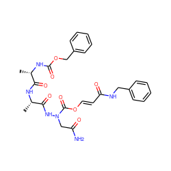 C[C@H](NC(=O)OCc1ccccc1)C(=O)N[C@@H](C)C(=O)NN(CC(N)=O)C(=O)O/C=C/C(=O)NCc1ccccc1 ZINC000029549125