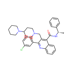 C[C@H](NC(=O)c1c(CN2CCC(N3CCCCC3)CC2)c(-c2cccc(Cl)c2)nc2ccccc12)c1ccccc1 ZINC001772596627