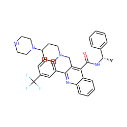 C[C@H](NC(=O)c1c(CN2CCC(N3CCNCC3)CC2)c(-c2cccc(C(F)(F)F)c2)nc2ccccc12)c1ccccc1 ZINC001772606693