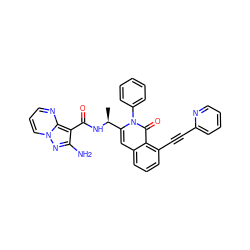 C[C@H](NC(=O)c1c(N)nn2cccnc12)c1cc2cccc(C#Cc3ccccn3)c2c(=O)n1-c1ccccc1 ZINC001772638819