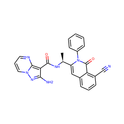 C[C@H](NC(=O)c1c(N)nn2cccnc12)c1cc2cccc(C#N)c2c(=O)n1-c1ccccc1 ZINC000219866406