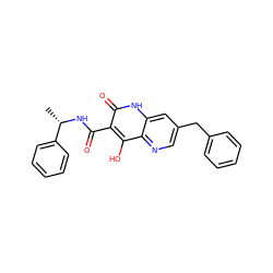 C[C@H](NC(=O)c1c(O)c2ncc(Cc3ccccc3)cc2[nH]c1=O)c1ccccc1 ZINC000035826649