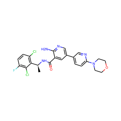 C[C@H](NC(=O)c1cc(-c2ccc(N3CCOCC3)nc2)cnc1N)c1c(Cl)ccc(F)c1Cl ZINC000084688790