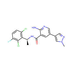 C[C@H](NC(=O)c1cc(-c2cnn(C)c2)cnc1N)c1c(Cl)ccc(F)c1Cl ZINC000084904196