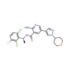 C[C@H](NC(=O)c1cc(-c2cnn(C3CCOCC3)c2)cnc1N)c1c(Cl)ccc(F)c1Cl ZINC000084671803