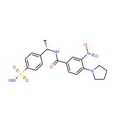 C[C@H](NC(=O)c1ccc(N2CCCC2)c([N+](=O)[O-])c1)c1ccc(S(N)(=O)=O)cc1 ZINC000009339041