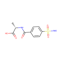 C[C@H](NC(=O)c1ccc(S(N)(=O)=O)cc1)C(=O)O ZINC000027639120