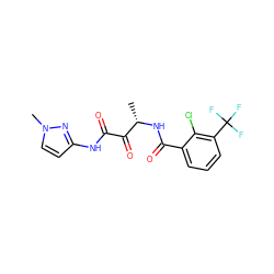 C[C@H](NC(=O)c1cccc(C(F)(F)F)c1Cl)C(=O)C(=O)Nc1ccn(C)n1 ZINC000064559535