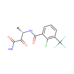 C[C@H](NC(=O)c1cccc(C(F)(F)F)c1Cl)C(=O)C(N)=O ZINC000064560043